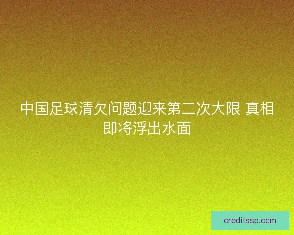 中国足球清欠问题迎来第二次大限 真相即将浮出水面